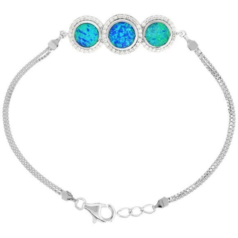 Sterling Silver Opal Bracelet 3 Circles Bracelet
